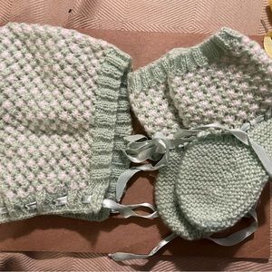 3sets of hat and booties for little babies. 50 years old? Handmade